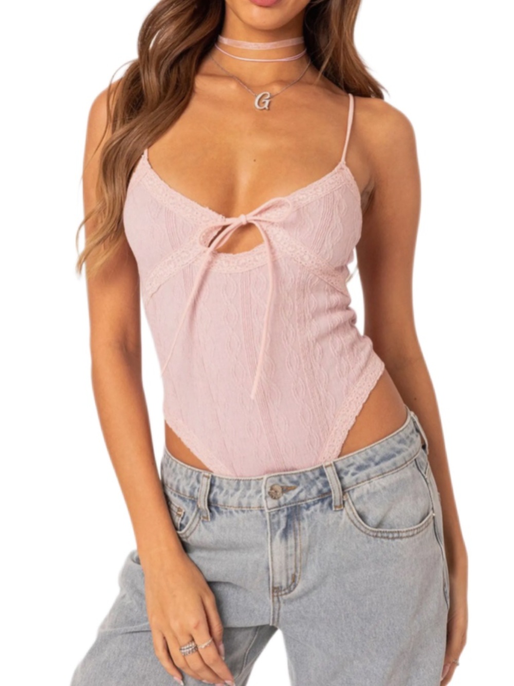 Edikted Lacey Keyhole Knit Bodysuit
